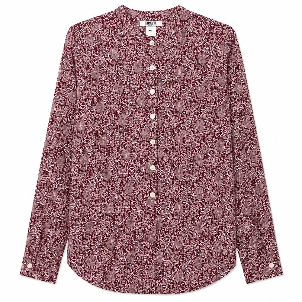 Duluth Trading Co Tunic Top XXL Purple Floral Cotton Button Front Long Sleeve
